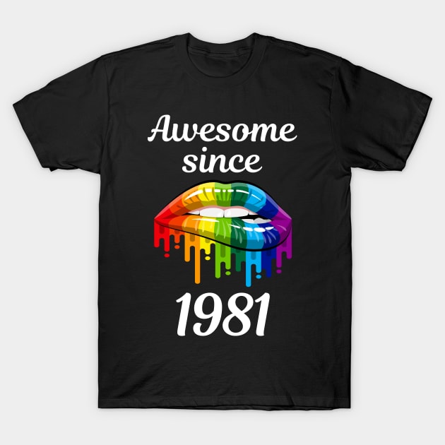 Rainbow Lips Year 1981 T-Shirt by rosenbaumquinton52